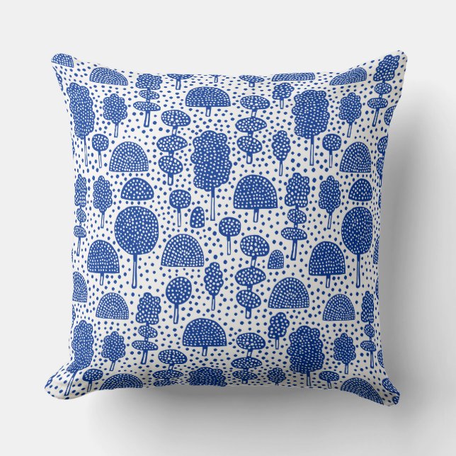 Coussin Arboretum 230715 - Bleu de marine sur blanc (Recto)