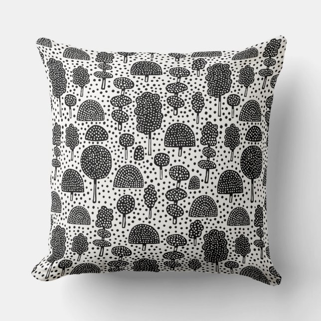 Coussin Arboretum 230715 - Noir sur blanc (Recto)