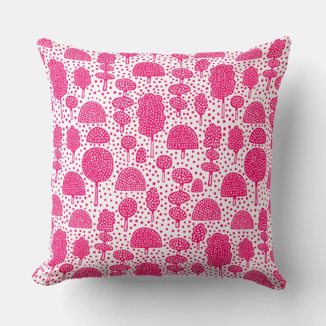 Coussin Arboretum 230715 - Rouge néon sur blanc (Recto)