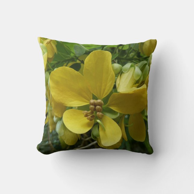 Coussin Arbre à douche dorée Tropical Jaune Floral (Recto)