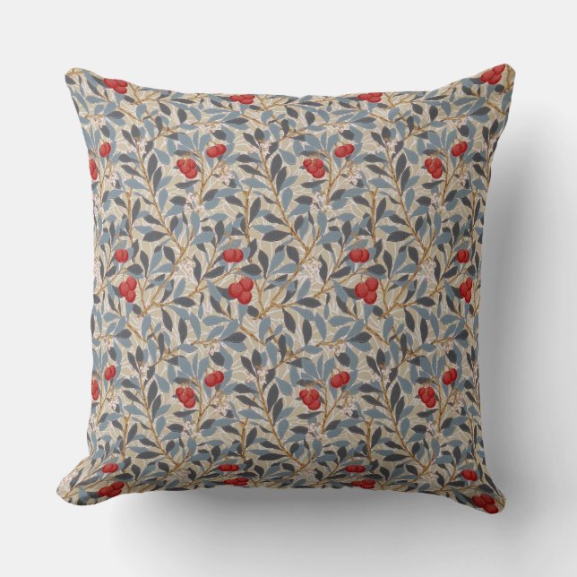 Coussin Arbre à framboises rouges, William Morris (Recto)