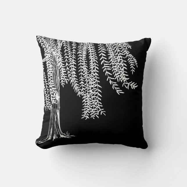 Coussin Arbre à perruques noir et blanc (Recto)