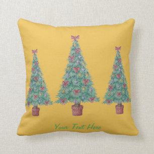 Coussin arbre aux arcs rouges cloches d'or pour noël