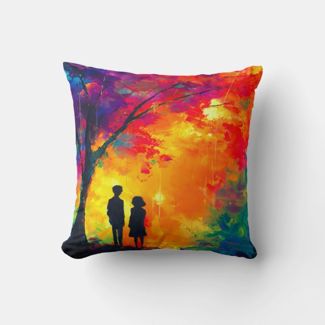 Coussin Arbre coloré d'amour (Recto)