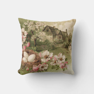 Coussin Arbre Cornouiller Nid d'Oiseau Œuf Cottage