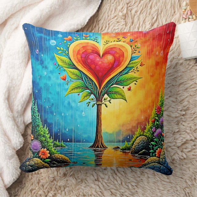 Coussin Arbre d'amour et de design de vie (Couverture)