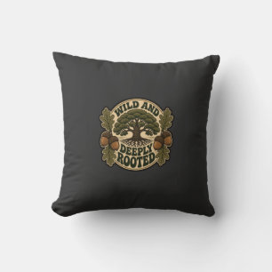 Coussin Arbre de chêne vintage sauvage et profondément enr