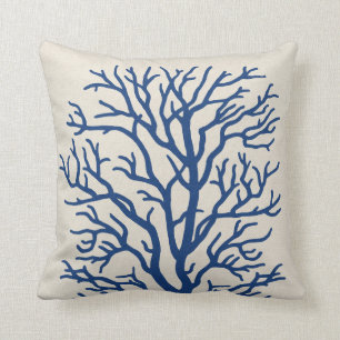 Coussin Arbre de corail dans le bleu royal