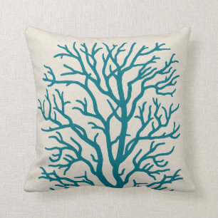 Coussin Arbre de corail dans le bleu turquoise