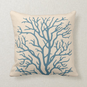Coussin Arbre de corail en plage Teal