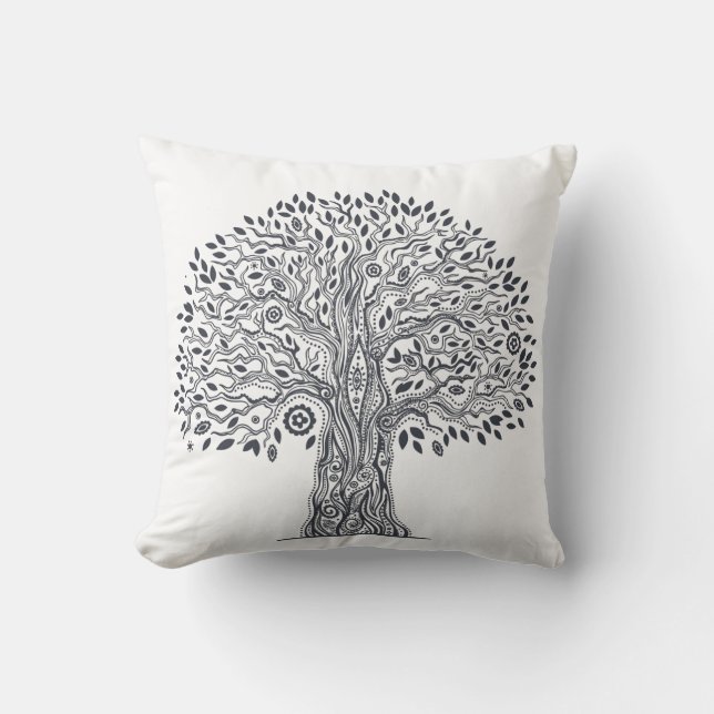 Coussin Arbre de griffonnage de la vie (Recto)