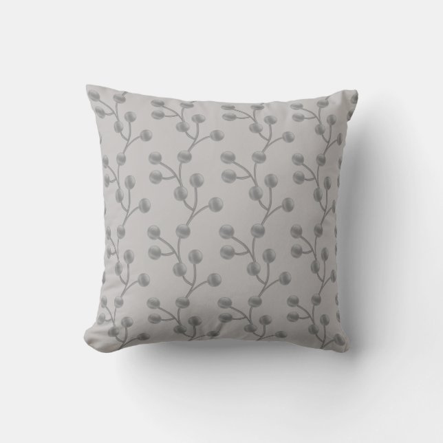 Coussin Arbre de jade abstrait élégant sur gris clair (Recto)