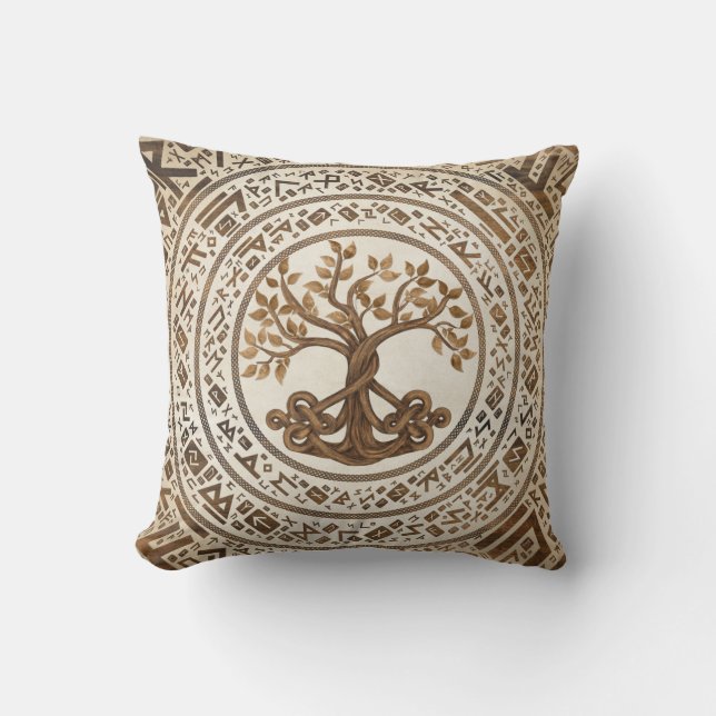 Coussin Arbre de la vie de noeud celtique -Yggdrasil (Recto)