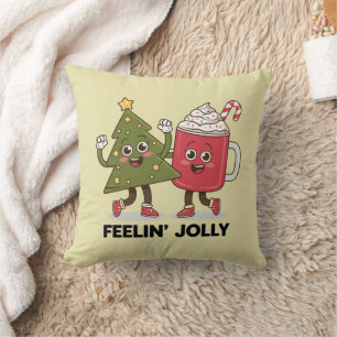 Coussin Arbre de Noël Amateur de Café Hiver Se Sentent Joy