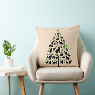 Coussin Arbre de Noël Amateur de Chat 2