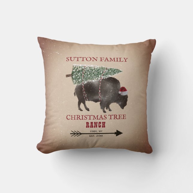 Coussin Arbre de Noël Arbre de Buffalo Bison Arrow Père No (Recto)