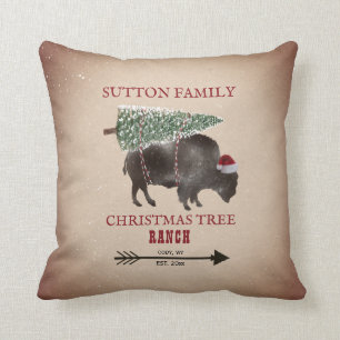 Coussin Arbre de Noël Arbre de Buffalo Bison Arrow Père No
