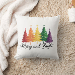 Coussin Arbre de Noël arc-en-ciel gay LGBTQ joyeux et lumi