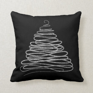 Coussin Arbre de Noël argenté de parties scintillantes