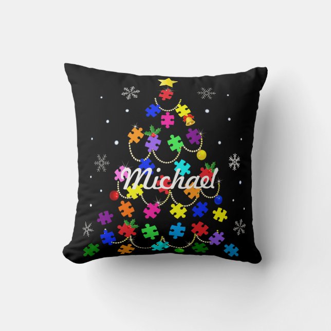 Coussin Arbre de Noël autiste (Recto)
