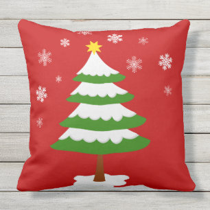 Coussin Arbre de Noël avec des flocons de neige de neige