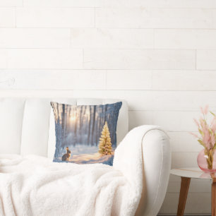 Coussin Arbre de Noël avec lapin