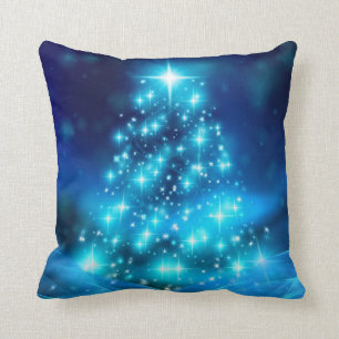 Coussin Arbre de Noël bleu électrique moderne avec lumière