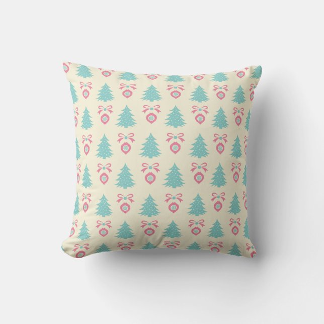 Coussin Arbre de Noël, Bow & Bauble Motif couleurs pastel (Recto)