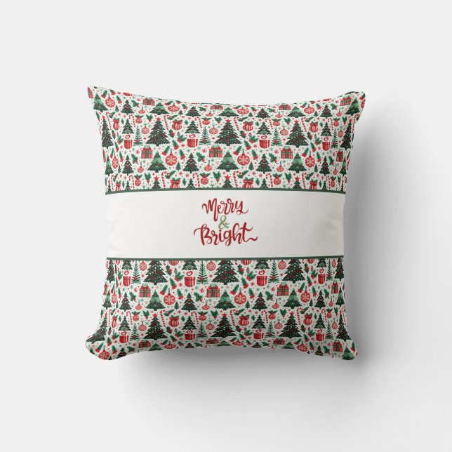 Coussin Arbre de Noël, cadeaux, sucre de canne (Recto)