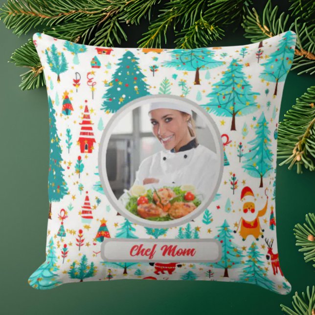 Coussin Arbre de Noël Chef personnalisé Maman Photo (Créateur téléchargé)