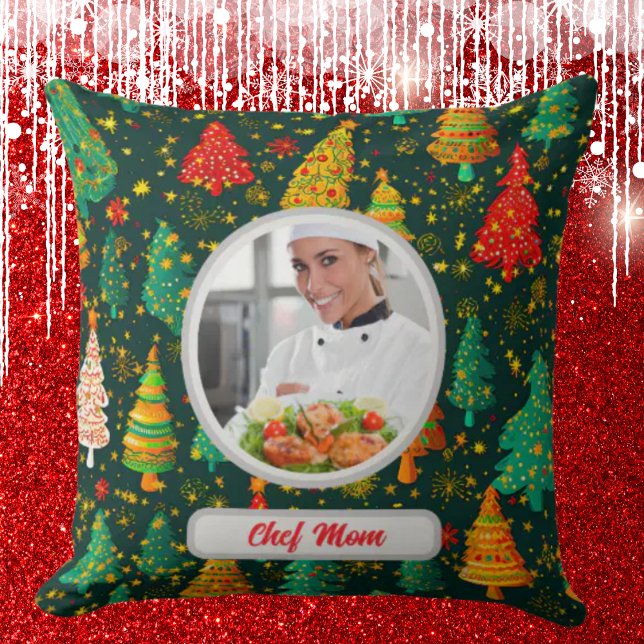 Coussin Arbre de Noël Chef personnalisé Maman Photo (Créateur téléchargé)
