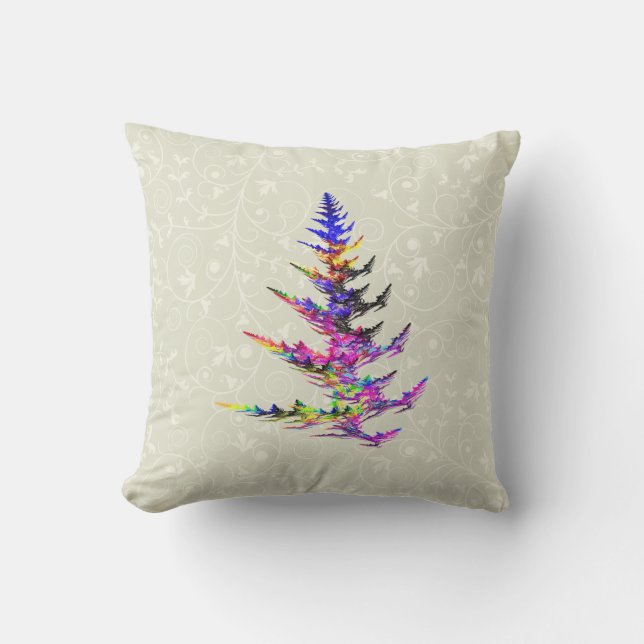 Coussin Arbre de Noël coloré - Fractale (Recto)
