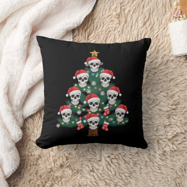 Coussin Arbre de Noël crâne Pijama Cool squelette Santa  (Couverture)