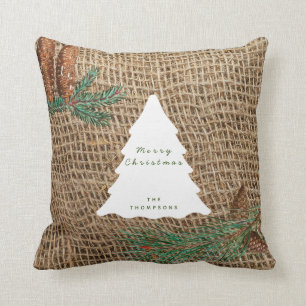 Coussin Arbre de Noël de la forêt de pins rustiques
