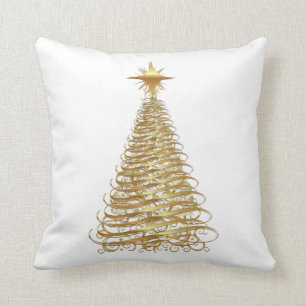 Coussin Arbre de Noël de ruban d'or