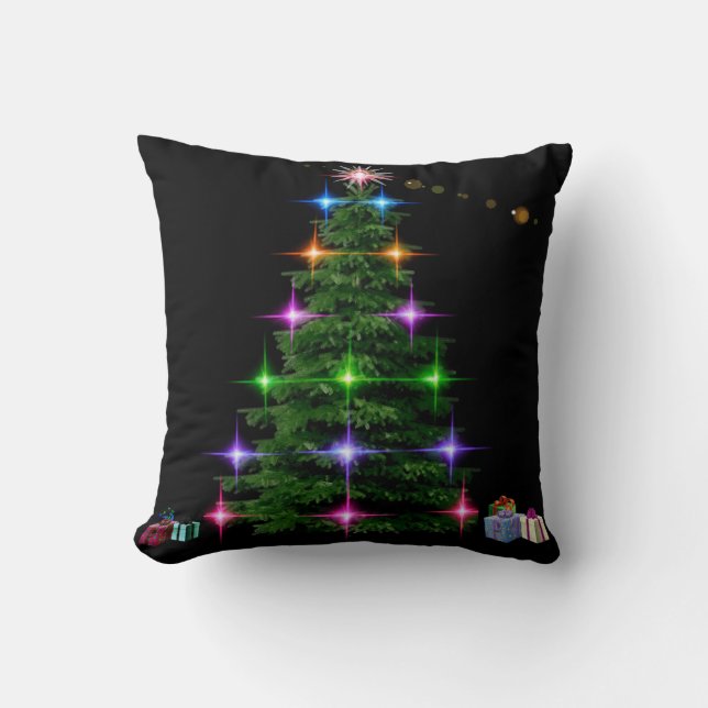 Coussin Arbre de Noël décoratif Arrière - plan noir (Recto)