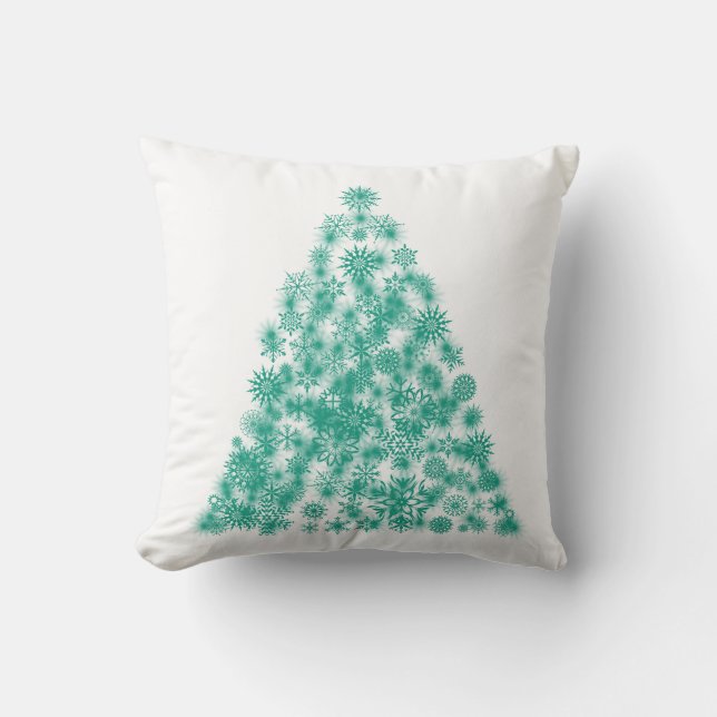 Coussin Arbre de Noël décoratif Étincelle verte blanche (Recto)
