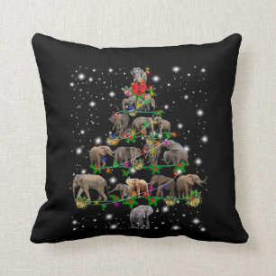 Coussin Arbre De Noël Des Éléphants Couvert De Flamme D