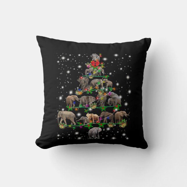 Coussin Arbre De Noël Des Éléphants Couvert De Flamme De F (Recto)