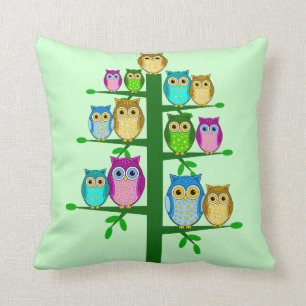 Coussin Arbre de Noël des hiboux
