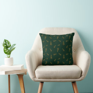 Coussin Arbre de Noël doré minimaliste élégant