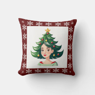 Coussin Arbre de Noël drôle mignon tendance élégant chic