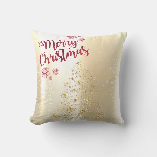 Coussin Arbre de Noël élégant doré brillant, faux (Recto)