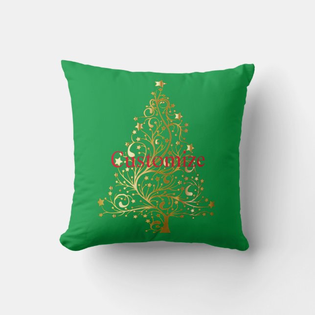 Coussin Arbre de Noël en or Fantaisie Thunder_Cove (Recto)