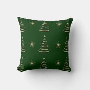 Coussin arbre de noël en or vert