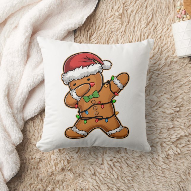 Coussin Arbre de Noël en Pain d'Épices Lumineux Dabbing (Couverture)
