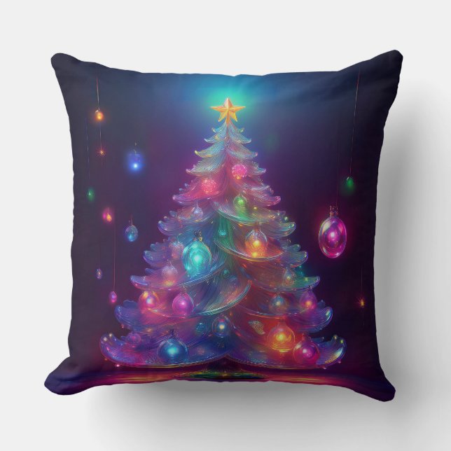 Coussin Arbre De Noël En Verre Et Ampoules De Vacances (Recto)