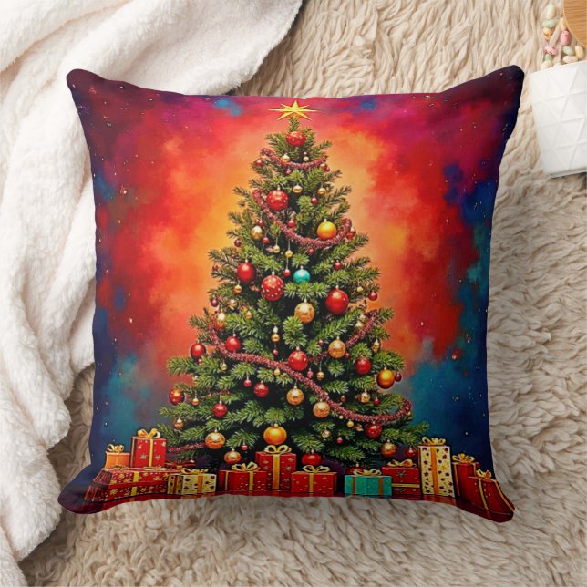 Coussin Arbre de Noël et Art de Cadeaux Festifs (Couverture)