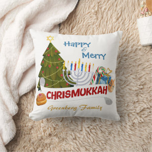 Coussin Arbre de Noël et Menorah Chrismukkah combinés, Dre