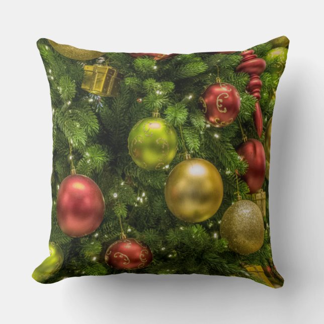 Coussin Arbre de Noël et ornements Jeter l'oreiller (Recto)